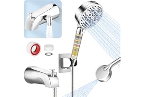 Teviora Bathtub Faucet with Filtered Handheld Shower Head, 6 Spray Modes from Rain to Powder, Tub Spout with Diverter,79" Extra Long Hose, High Pressure Bath Tub Faucet with Sprayer Attachment(Chrome)