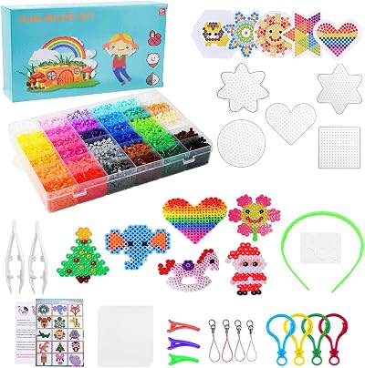 Atoke 10000 Fuse Beads Kit Kids 36 Colors 5mm Melty Beads Crafts Pegboards