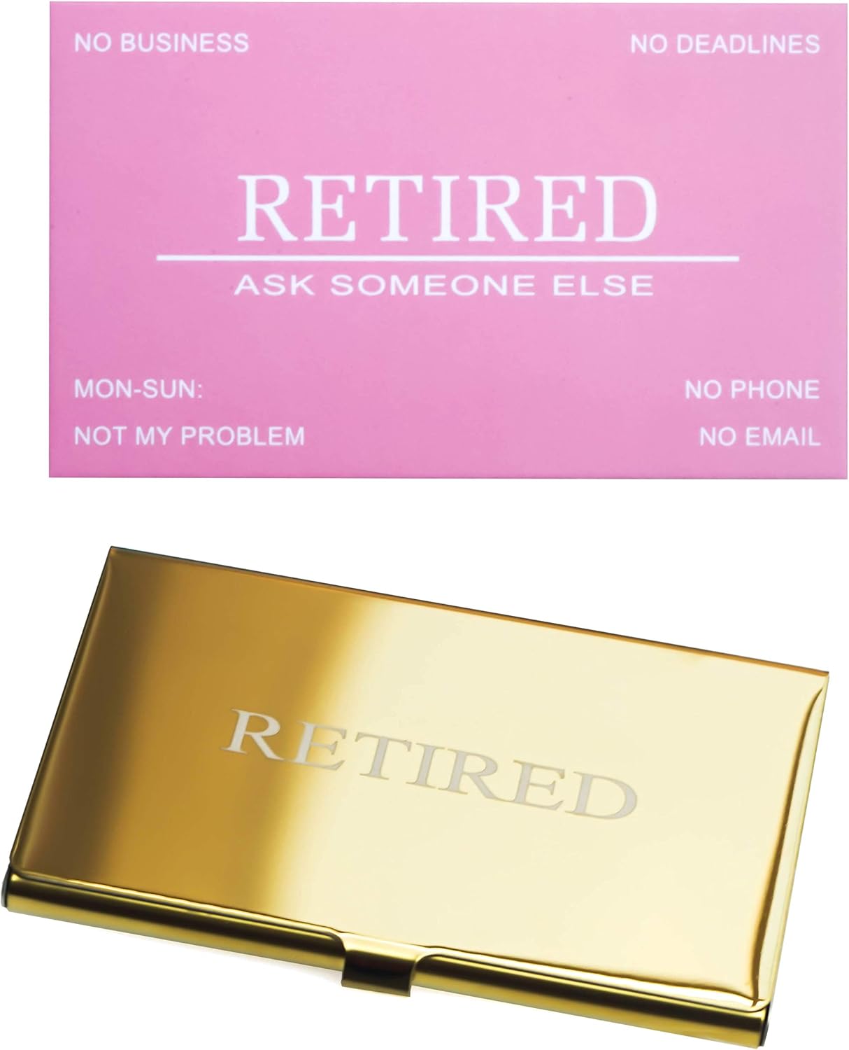 Rxbc2011 Retired Business Cards Funny Retirement Gift 50 Blue Cards With Gold Mirror Stainless Steel Case Friend Employees Colleague For Retired Men Boss Coworkers Women Office Products Cards Card Stock K4cars Co Uk