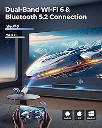 CLOKOWE Mini Projector with WiFi and Bluetooth