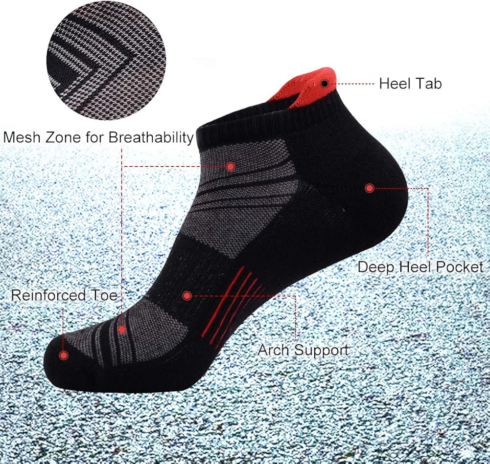 Mens Ankle Low Cut Athletic Tab Socks for Men Sports Comfort Cushion Sock 6 Pack, Multicoloured, Sock Size 10-13 at  Men’s Clothing store