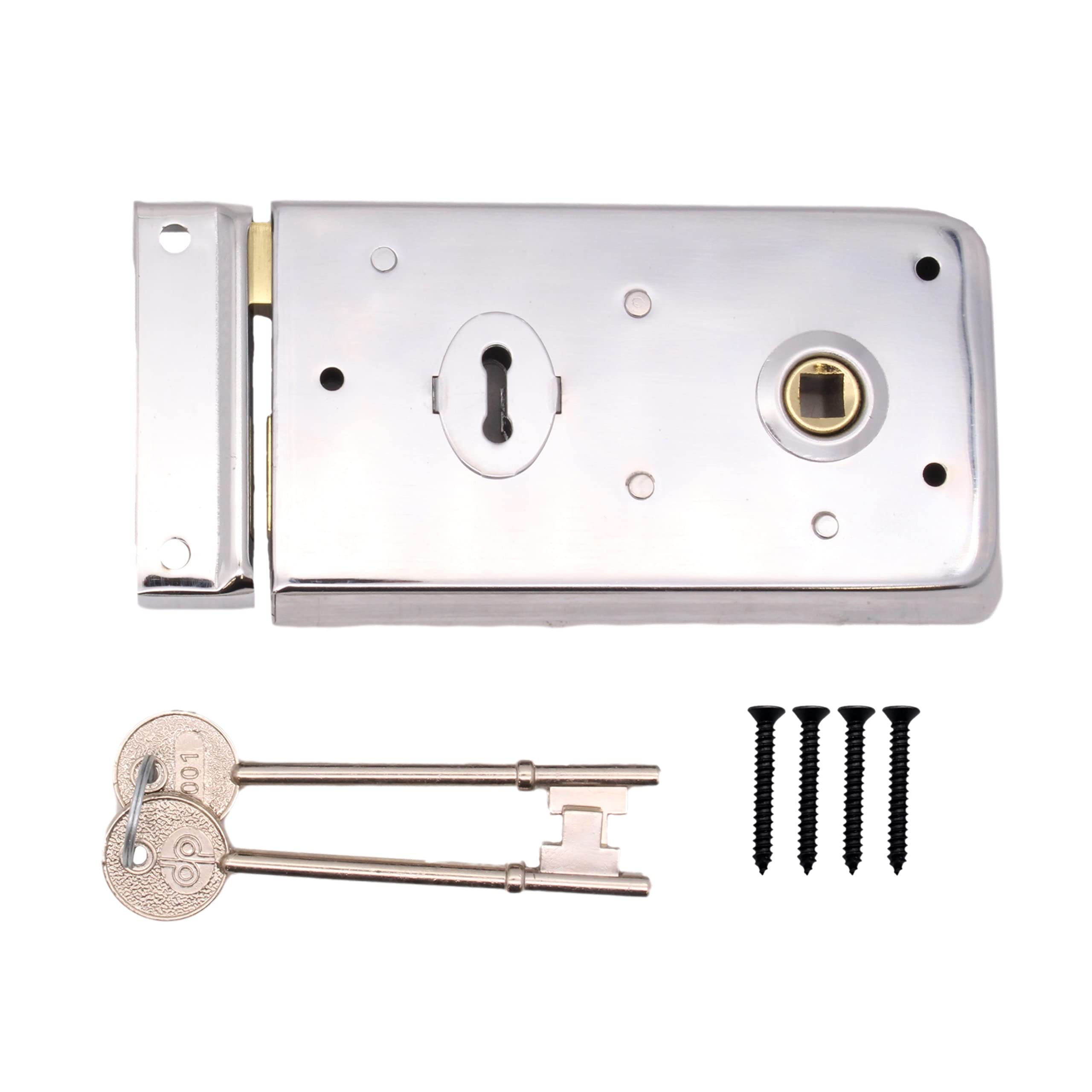Rim Sashlock Polished Chrome Surface Mounted Lock 140 x 85mm