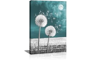 Dandelion Painting Bathroom Decor Wall Art 12"x16"Canvas Print Picture for Living Room White Flower Flora Home Bedroom Decora