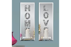 Phore Wall Sconce Candle Holder Set of 2 Crystal Crush Diamond Mirrored Candle Sconces Love & Home Letter Wall Decorations for Living Room, Dining Room, Bedroom, Bathroom