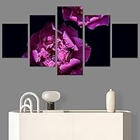 SIGNWIN 5 Panel Canvas Wall Art Purple Arrangement for Home Decorations Ready to Hang - 60