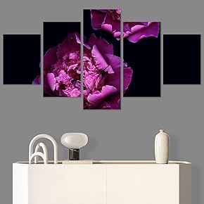 SIGNWIN 5 Panel Canvas Wall Art Purple Arrangement...