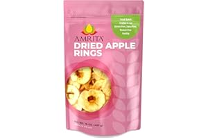 Amrita Dried Apple Rings 16 oz | No Sugar Added, Vegan, non-GMO, Gluten, Peanut, Soy and Dairy Free| Packed Fresh in Resealable Bags | Dehydrated Apples for Baking or Snacking