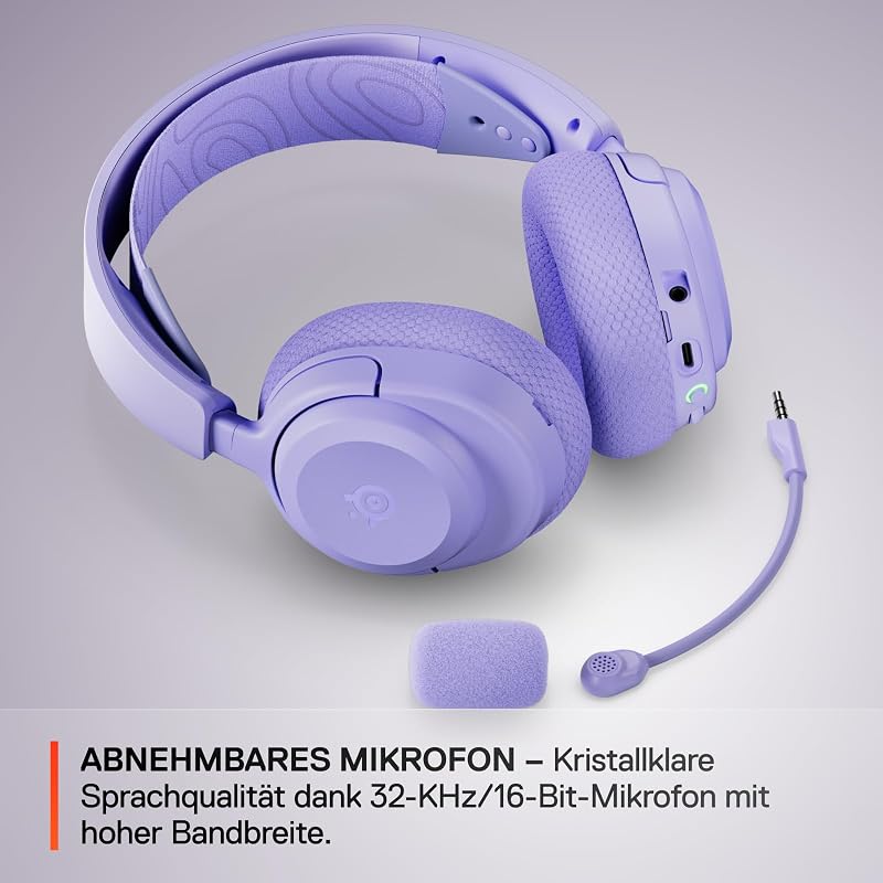 Arctis Nova 3P Wireless - PS5 Headset & PC Gaming Headset – App-Steuerung – 40 Std. Akku – Neodym-Magnet-Treiber – 2,4 GHz/Bluetooth – Abnehmbares Mikrofon – Für PS5, PC, Switch - Lavendel