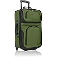 U.S. Traveler Lightweight Softside Suitcase, Rolling 20" Carry On Luggage, Green, 2 Wheel-1 Piece