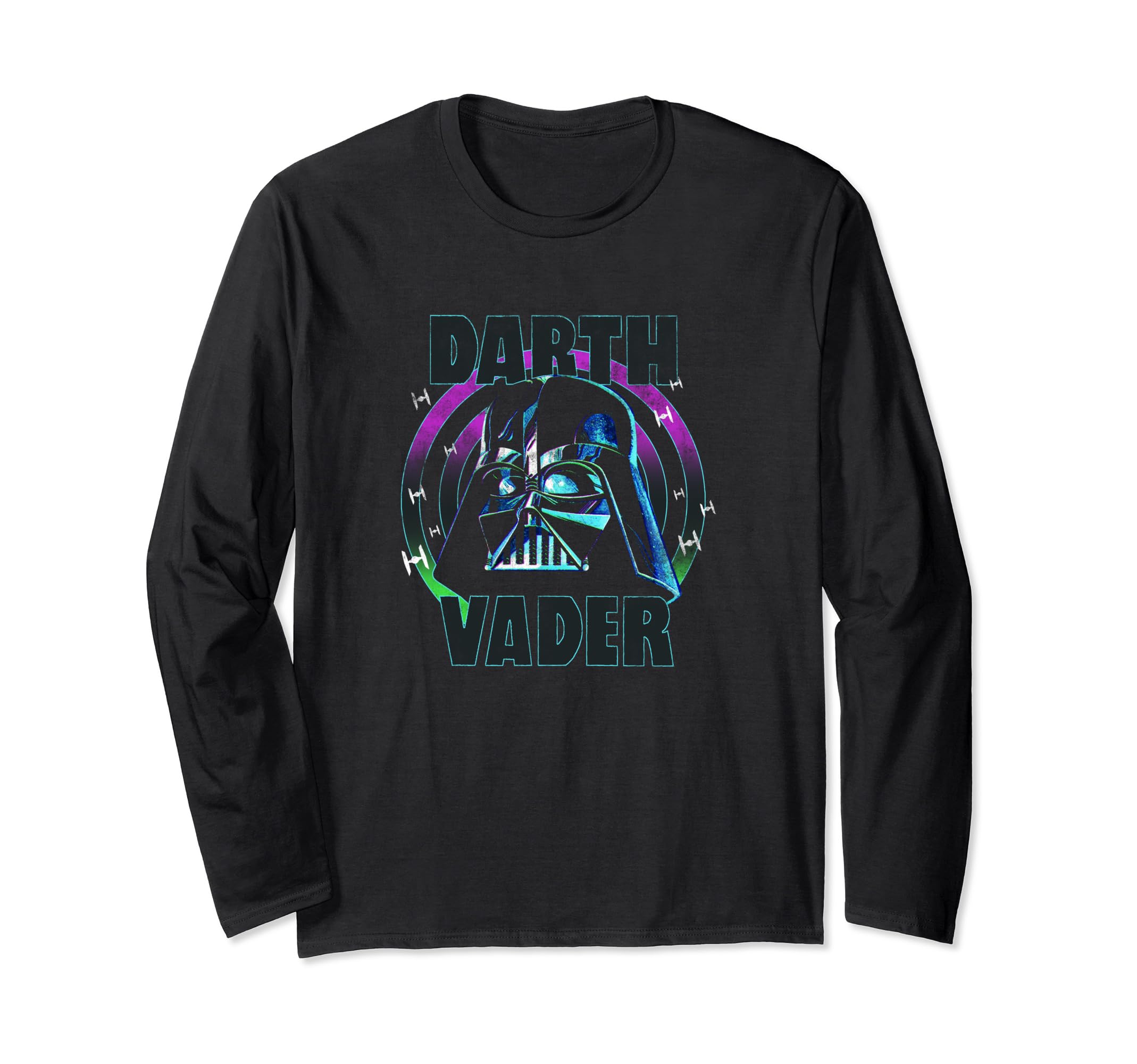 Star Wars Neon Darth Vadar Helmet Space Ships Long Sleeve T-Shirt