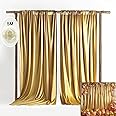 QICAIYUN 10x8ft Wedding Curtains Gold Backdrop Curtain for Parties Wrinkle Free Curtain Panels Ceremony Party Home Drape Backdrop for Photography Props W5' x H8'丨2 Panels YUNBSDJ067