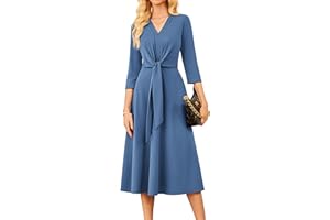 GRACE KARIN Work Dresses for Women 2025,Business Casual 3/4 Sleeve Midi Dress,Office A Line Dresses