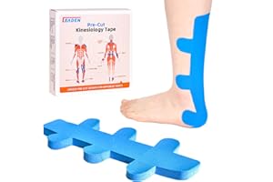 IEADEN Precut Kinesiology Tape for Achilles Tendon, 10 Pcs - Achilles Tendonitis Relief Athletic Tape, Achilles Tendon Support - Waterproof & Elastic, Breathable Hypoallergenic Latex-Free Tape, Blue