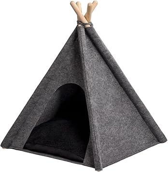 Myanimaly Tipi Tente Pour Les Chiens Chats Maison Pour Les Chiens Chats Avec Le Coussin Amovible Protection Contre Le Sol Froid S 60 Cm X 60 Cm Grey Black Amazon Fr Animalerie