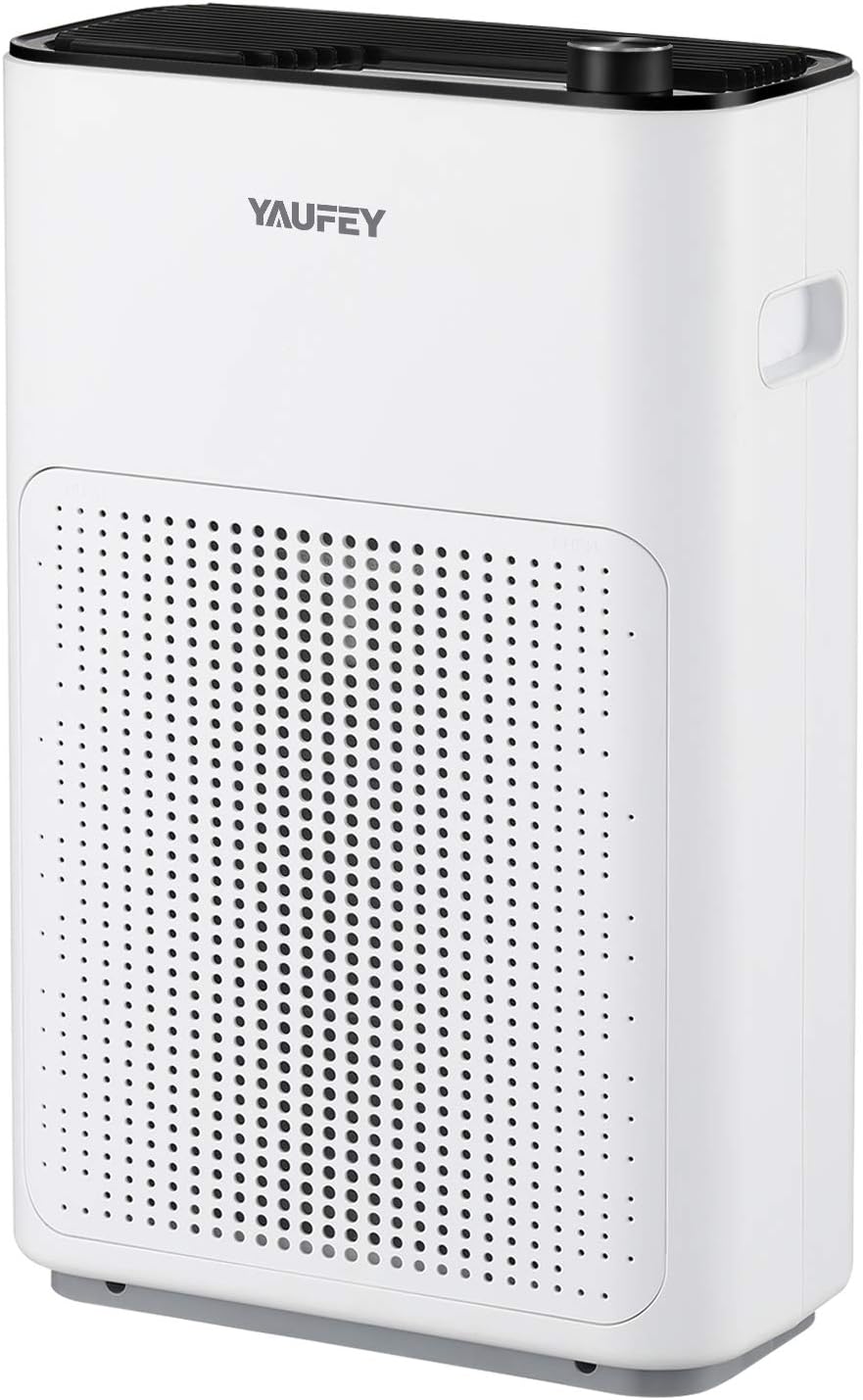 yaufey Air Purifier with 3-in-1 True HEPA Filter, 3 Fan Speed Levels and Quiet Operation Low Noise for Space up to 258 Sq. Ft for Eliminates Dust, Pollen, Smoke, Household Odors and More