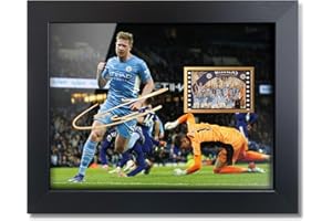sufenvera Sports Fans Poster - Print Signed Kevin De Bruyne Framed Mini Film Photo Display,Gifts for Soccer Fans on Birthday Christmas 8x6 Inches