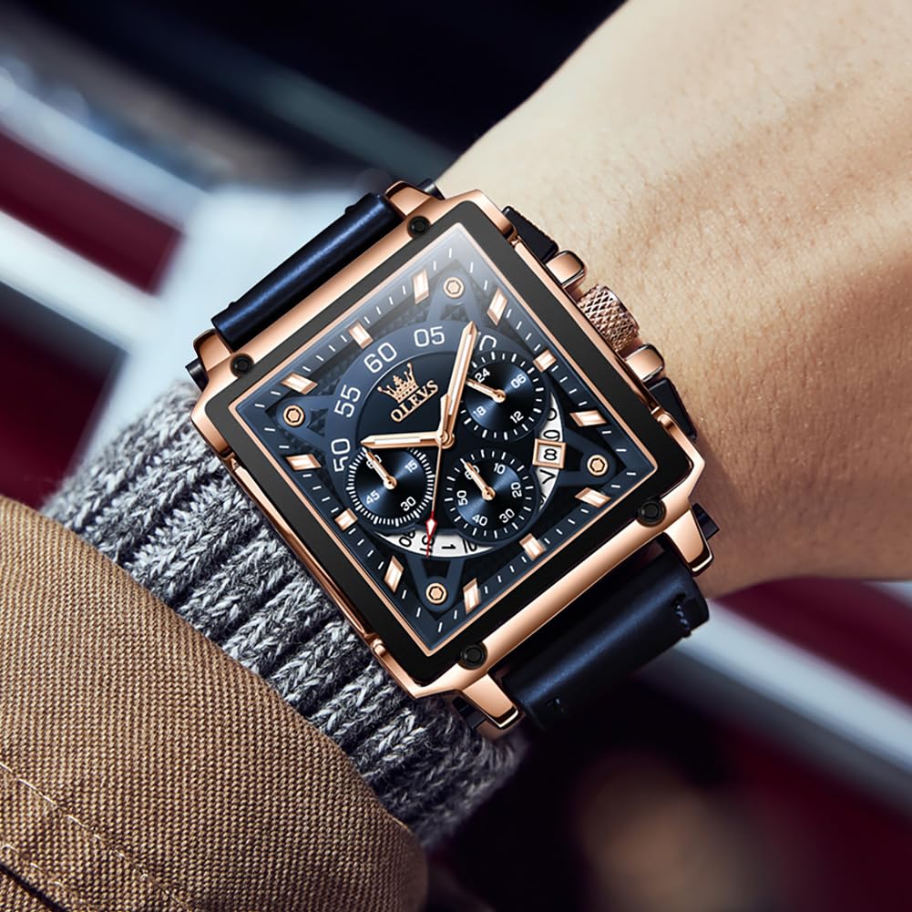 OLEVS Herrenuhren Lederarmband Chronograph Japanische Quarz Herren Uhr mit Datum Wasserdicht Klassische Elegantes Armbanduhr Herren Geschenk 6
