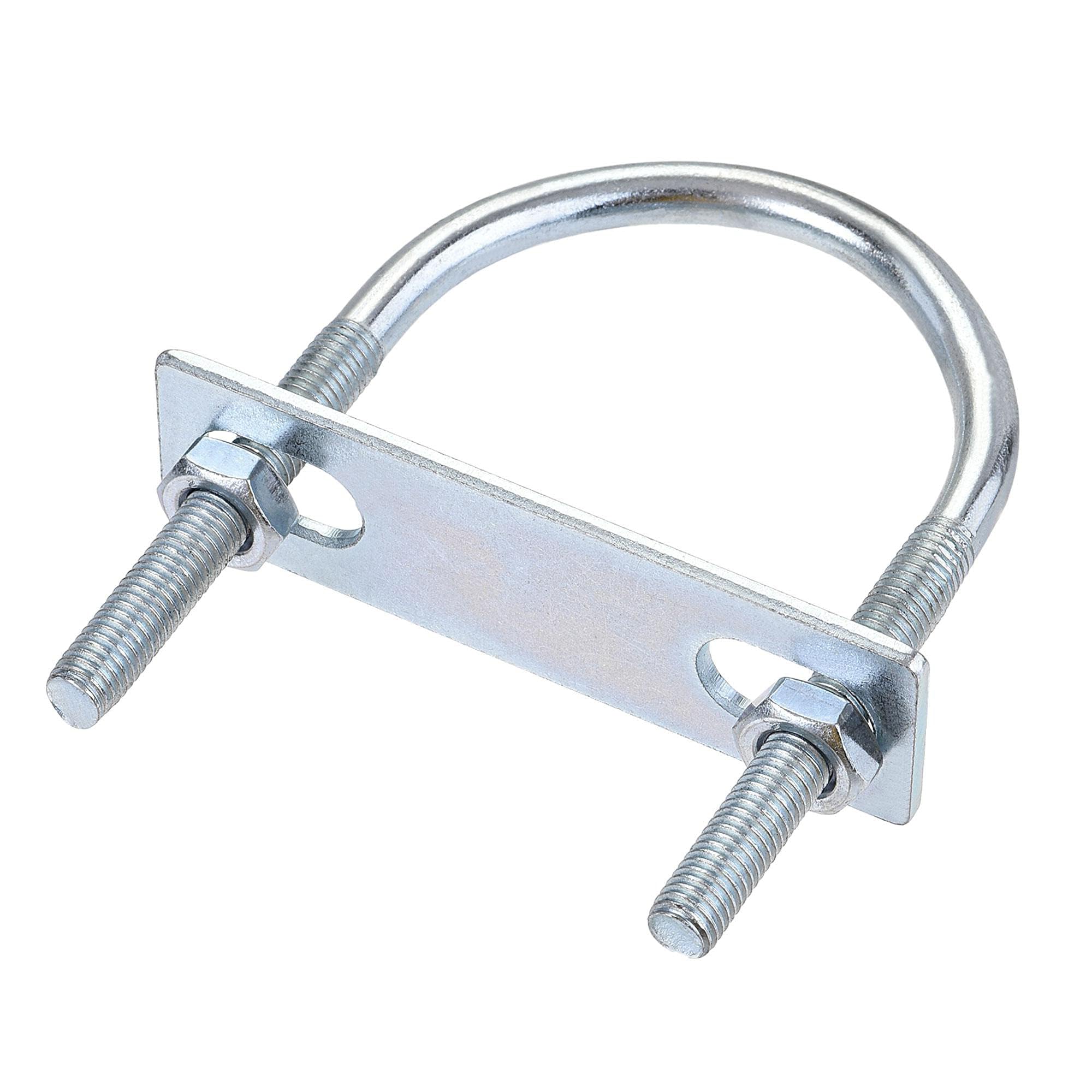 MACHSWON Round U-Bolt,2 Set Zinc Plated Alloy Steel M8 U Bolts 60mm(2.36") Inner Width 100mm Length with Nuts and Frame Plate for Automobiles Boat Trailer
