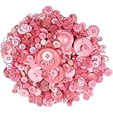NiidodKatzi 600-700 pcs Round Resin Buttons Assorted Sizes for Crafts Sewing DIY Manual Button Painting DIY Handmade Ornament Buttons, 2 Holes and 4 Holes (Pink)