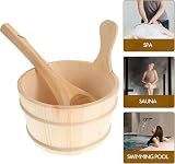 HEALLILY Traditional Wooden Sauna Bucket and Ladle Set White Pine view 5