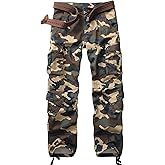 AKARMY Men's Camo Cargo Work Pants Cotton Military Army Casual Tactical Combat Pants with Multi Pockets