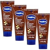 Vaseline All Purpose Cream Cocoa Glow, with Pure Cocoa Butter, 4-Pack, 1.41 FL Oz Each, 4 Tubes