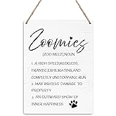 Kneaotoaji Dog Signs for Home Decor - Dog Gifts for Dog Lovers, Dog Decor, Funny Dog Room Decor Wall Decor, Dog Decorations, Rustic Zoomies Definition Wooden Hanging Sign for Home Dog Room 10x8 Inch