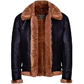 Men's Aviator Ginger Brown B3 Real Shearling Sheepskin Leather Bomber Flying Jacket