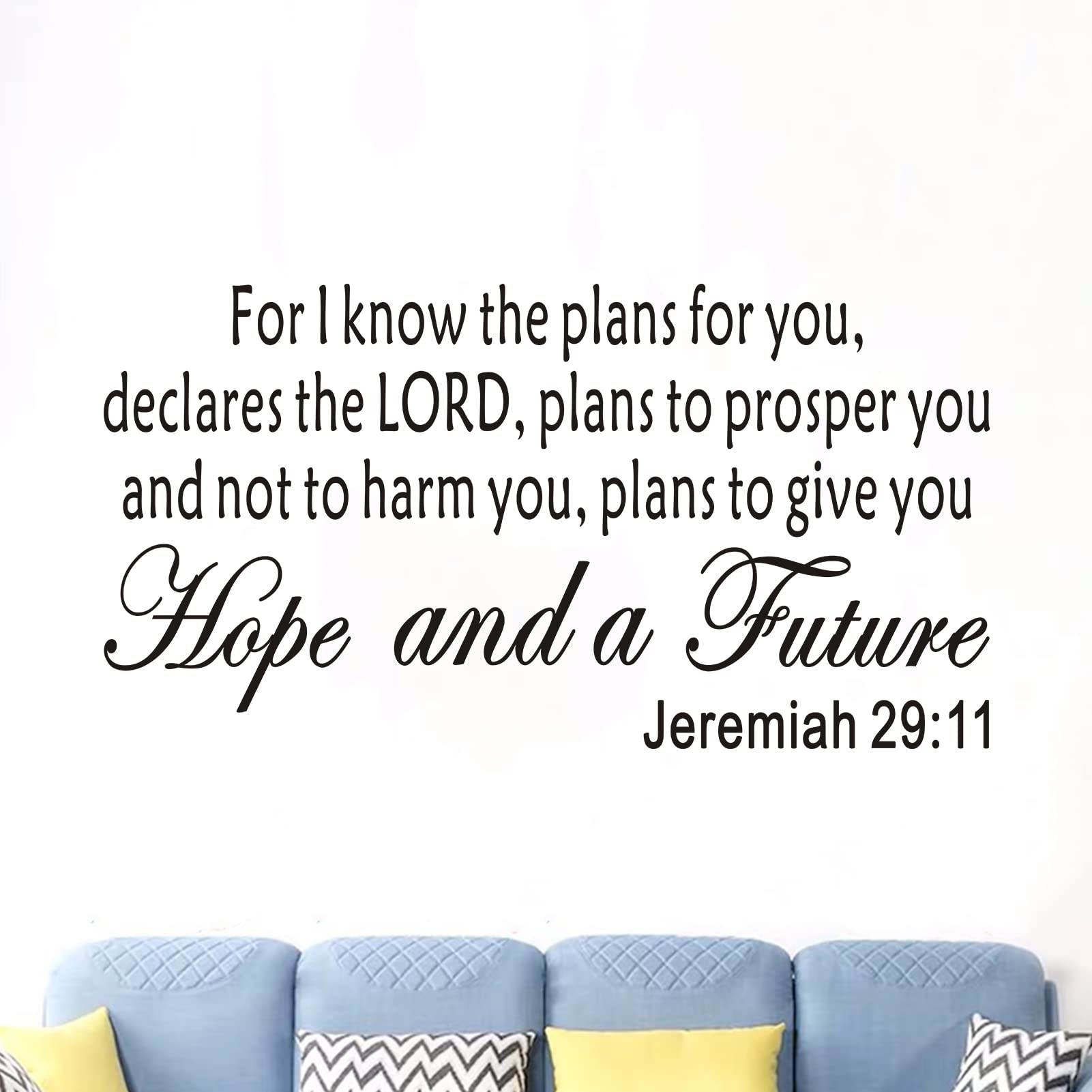 Wall Stickers, Wall Stickers for Bedrooms, (Easy to Install), for Bathroom Kitchen Living Room Quotes Inspirational Islamic Home Vinyl Art Family Decor Words, for I Know The Plans for You 28.6"X15"