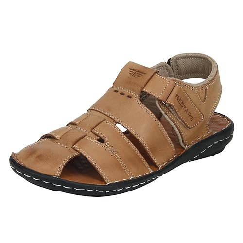 red tape men's tan leather sandals