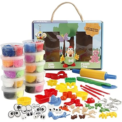 Modellier-Set mit Foam Clay und Silk Clay, 1Set