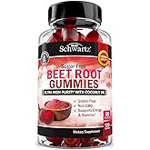 Sugar Free Beet Root Gummies - Nitric Oxide Gummies Infused with Coconut Oil for Highest Absorption - Supports Energy & Whole Body Health - Delicious Strawberry Flavor - 120 Count (60 Day Supply)