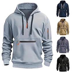 Quarter Zip Pullover Men Long Sleeve Workout Hoodie