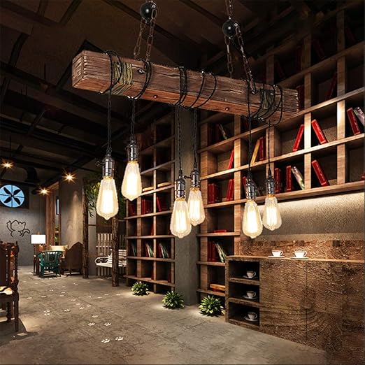 Feuilles Vintage Pendellampe Leuchte Industrielle Retro Pendelleuchte Holz Hangelampe Hohenverstellbar E27 6 Kopfeedison Hangende Lampe Fur Esszimmer Wohnzimmer Bar Antike Pendelleuchte Amazon De Beleuchtung