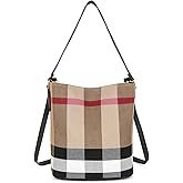 JOTHIN Tote Bag for Women Designer Handbags Canvas Plaid Purses and Handbags Bucket Bag Shoulder Bag(Black)