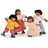 Mentari Toys - The Berrybunch Doll Family - 4pc Poseable Wooden Doll Set with Fabric Clothes - Perfect for Dollhouses and Small World Play - Encourages Imaginative Play and Social Skills - Age 3+