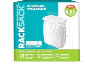 Rack Sack Compact Kitchen Garbage Can with Lid: Perfect Small Kitchen Trash Bin, Under Sink Poubelle Cuisine (Super Compact)