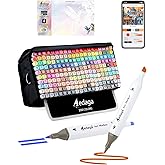 YHC 200 Colors Alcohol Markers with Free APP, Alcohol-Based Dual Chisel & Fine Tips Markers with Kickstand Case for Adult Coloring, Drawing, Painting and Sketching, Great Gift Idea for Artists
