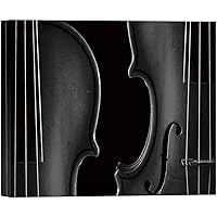 SIGNWIN Canvas Wall Art Vintage View of Two String Violins Music Instruments Photography Realism Traditional Closeup Expressive Black and White for Living Room, Bedroom, Office - 12x18 inches