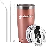 Godmother Gift - Godmother Travel Tumbler, Mother’s Day Tumbler, 20Oz Insulated Stainless Steel Travel Tumbler with Lid and S