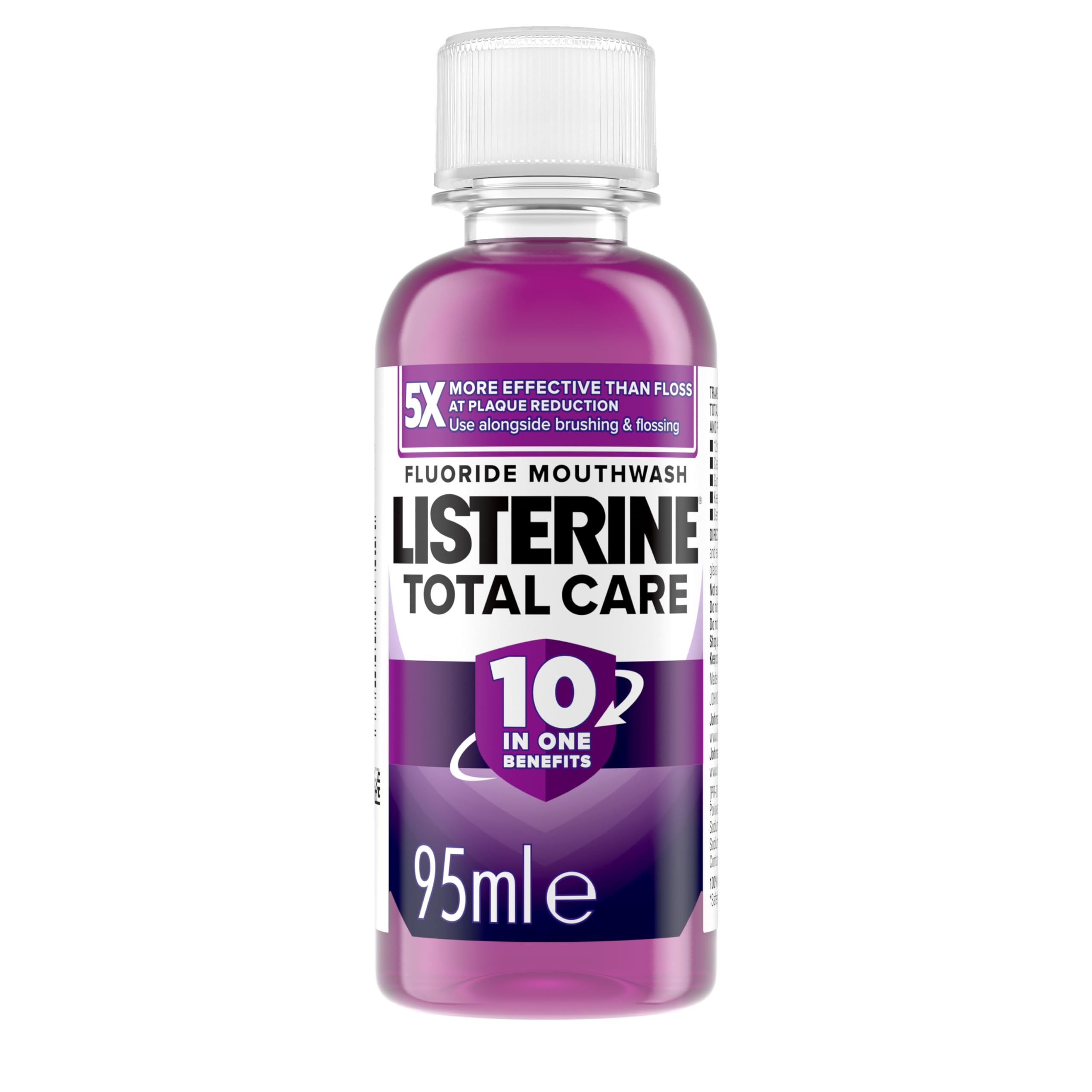 Listerine Total Care Antibacterial Mouthwash (95ml), Caring and Cleansing Mouthwash to Freshen Breath with 10-in-1 Benefits, Clean Mint-Flavoured