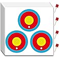MOLFUJ Archery Targets Paper 3 Spot, New Las Version 30pcs/50pcs, Archery Target Pins Included, Bow and Arrow Targets for Hunting Backyard, Archery Target Practice Accessories