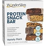 WonderSlim High Protein Snack Bar, Variety Pack - Low Calorie, 10g Protein, 4g Fiber (7ct)