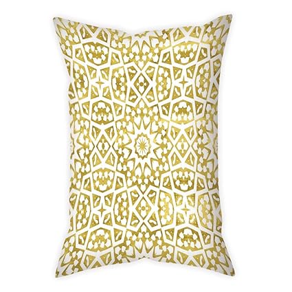 Microfiber Throw Pillow Cushion Cover Gold And White Abstract