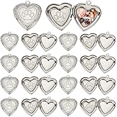 PH PandaHall 20pcs Locket Pendants, 304 Stainless Steel Heart Locket Charms Photo Frame Charms Metal Pendants Memory Photo Pendant with Paw Print for DIY Memorial Necklace Jewelry DIY Craft Making