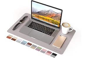 RENMTURE Double-Sided Two-Tone Faux Leather Desk mat Desktop Organization and Accessories Home and Office Large Mouse pad Game and Work (Gray/Gold, 23.6" x 13.7")
