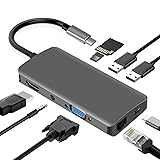 USB C Hub,9-in-1 Type C Adapter Dock with VGA Port