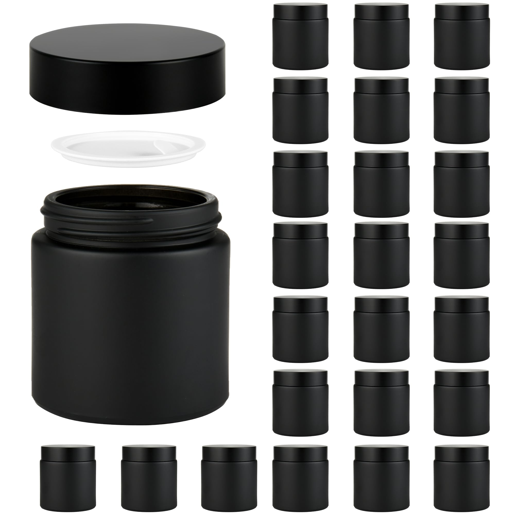 YONKAN 4 oz Reusable Black Glass Container Jars 24 Pack with Wide-mouth ...