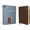 NIV, Thinline Bible, Leathersoft, Brown, Red Letter, Thumb Indexed, Comfort Print
