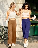 G4Free Yoga Pants with Pockets Wide Leg Trousers Women UK Petite Mocha L view 2
